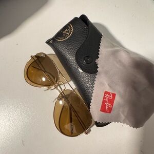 Ray-Ban Gold Frame Sunglasses with Black Case
